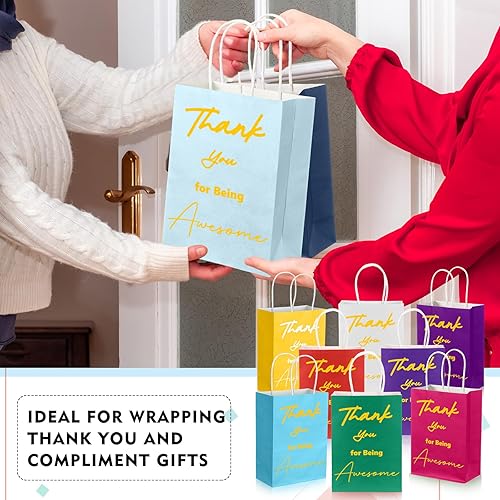 Miniatura 5 de Sweetude 48 bolsas de regalo de agradecimiento con asas, bolsas de papel de regalo de agradecimiento a los empleados, bolsas de papel de