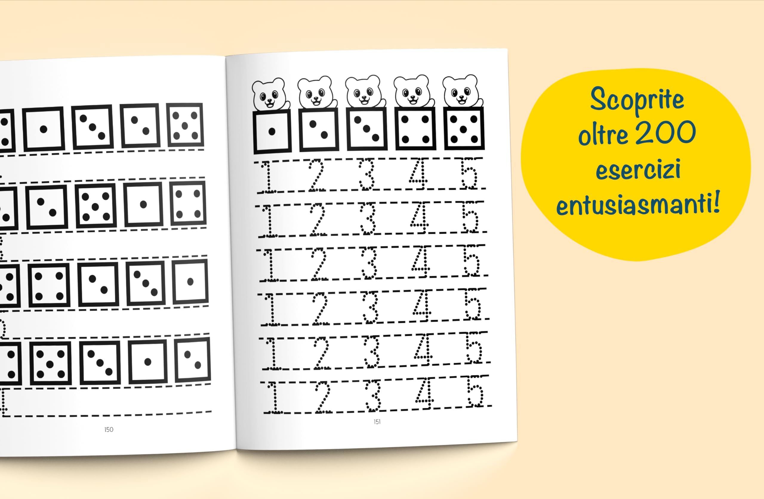 Libro Prescolare – 222 Attività da 3 a 6 Anni: Pronti per la Prima! 250 XXXL Pagine con Esercizi per Imparare a Scrivere e Tracciare Lettere e Numeri – Con Giochi Educativi di Prelettura e Prescritura