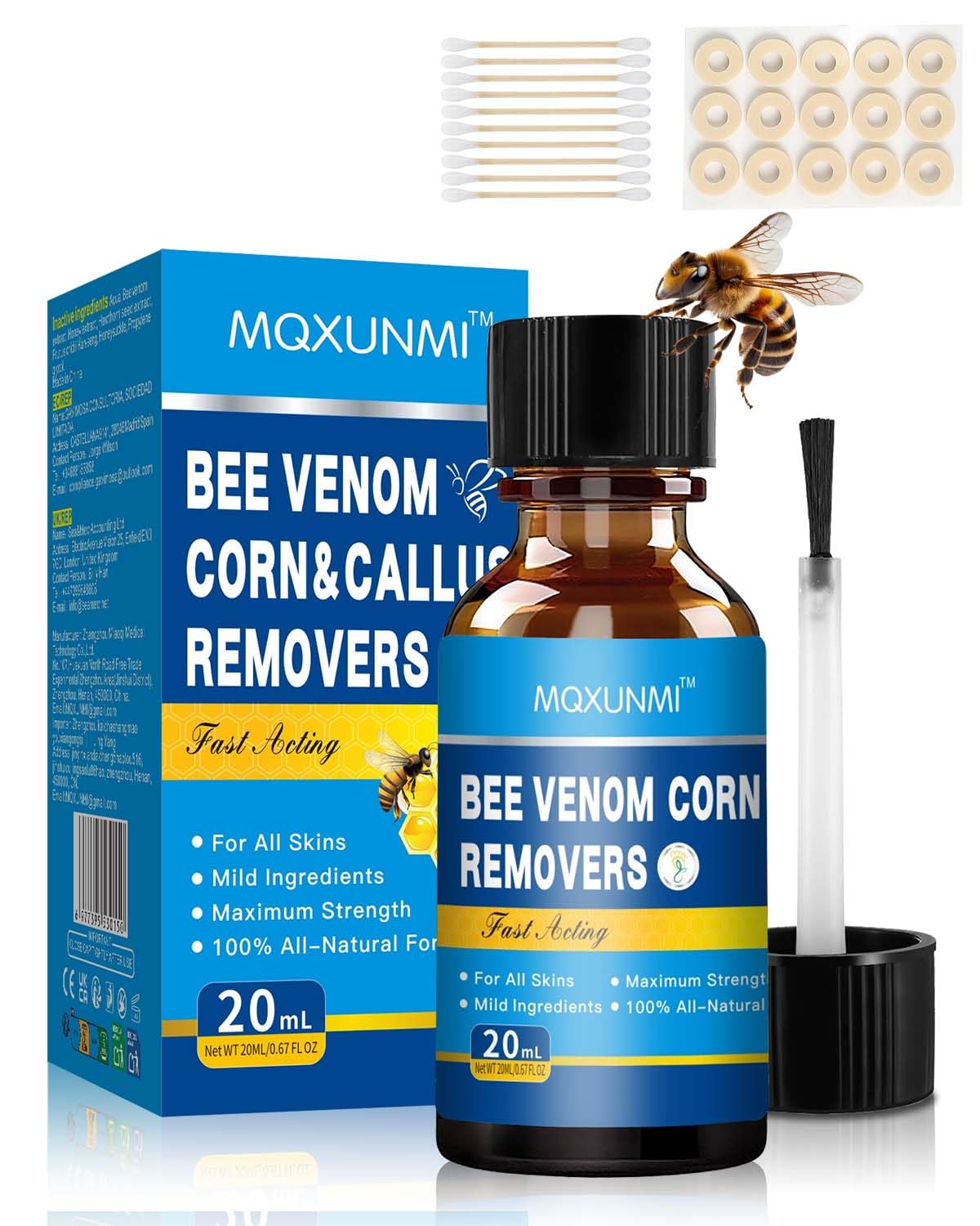 Removedor de Maíz con Veneno de Abeja, 20 ml Máxima Potencia, Eliminador de Callos Líquido para Pies, Acción Rápida, para Adultos, Personas Mayores, Adolescentes, Corredores, Senderistas