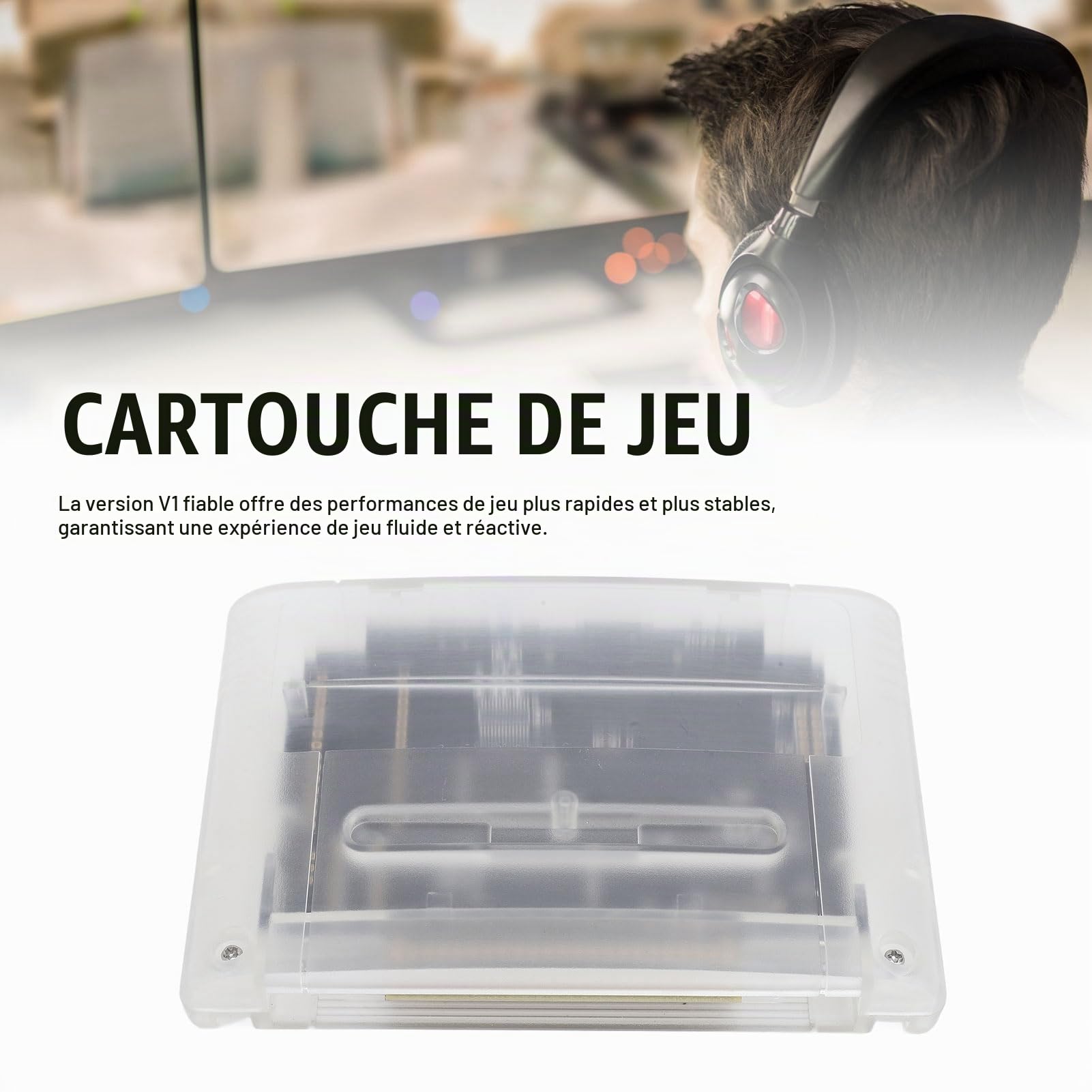 Cartouche de Jeu, Carte Mémoire Professionnelle 3000 en 1 de 8 Go, Multifonction Haute Vitesse avec Sauvegarde Automatique pour Console de Jeu SFC (Blanc Transparent)