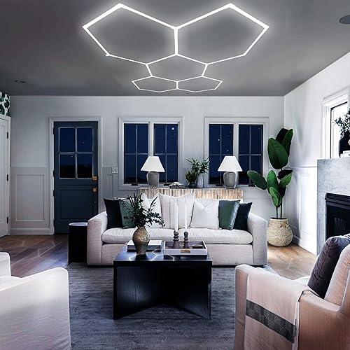 Miniatura 7 de CDKMAX Led Hexagon Garage LightUltrabright 24Pack 260W 26400LM 6500K Hexagon Lighting System Car Detailing Shop LED Ceiling Lights for Home Gym