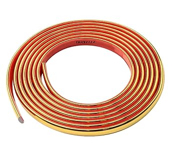 UNIQUELLA 22 Feet Peel Off Curved Design Pack 0.5 Half Inch width Golden Mirror Strip Foam Coated Sofa Furniture Decoration Car Decor Wall Decor Highlighters Self Adhesive Stripe
