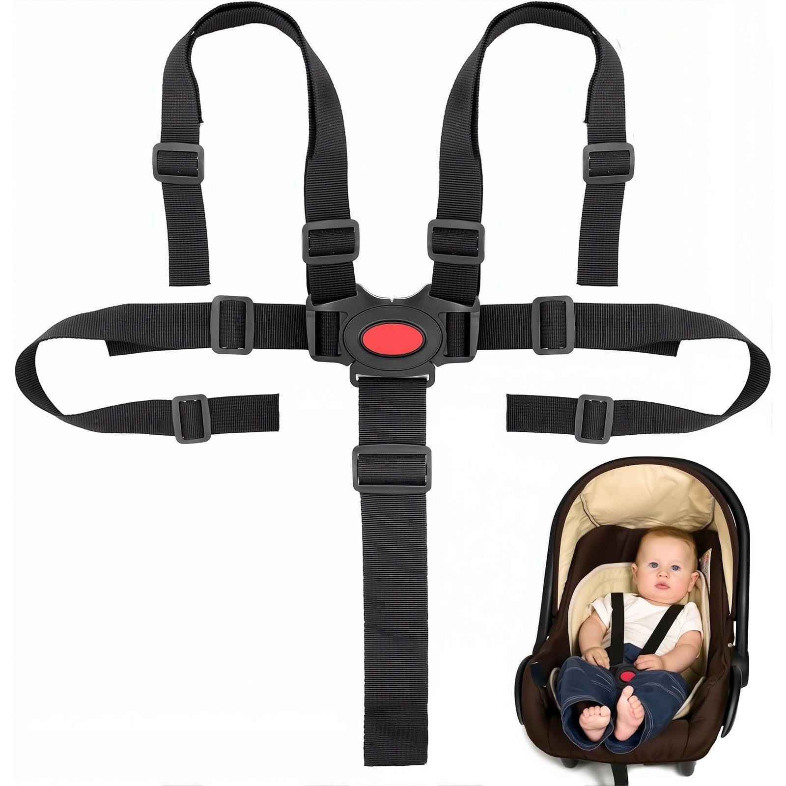 Cinture Universali per Seggiolone Cinghie per Seggiolone a 5 Punti, Regolabile Cintura di Sicurezza per Bambini per Seggiolino Cinghie Passeggini