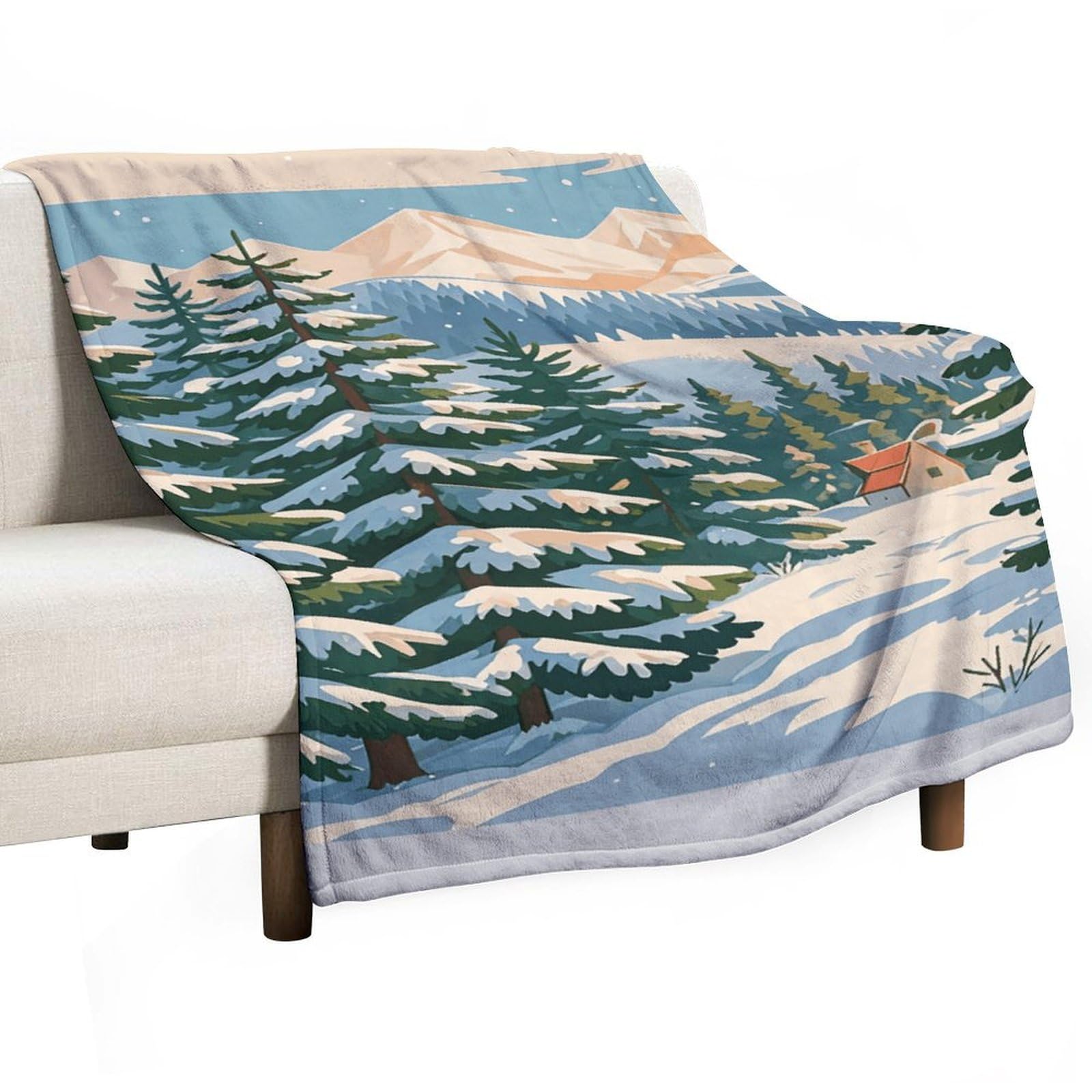 Couverture en flanelle douce imprimé hiver léger lit pique-nique