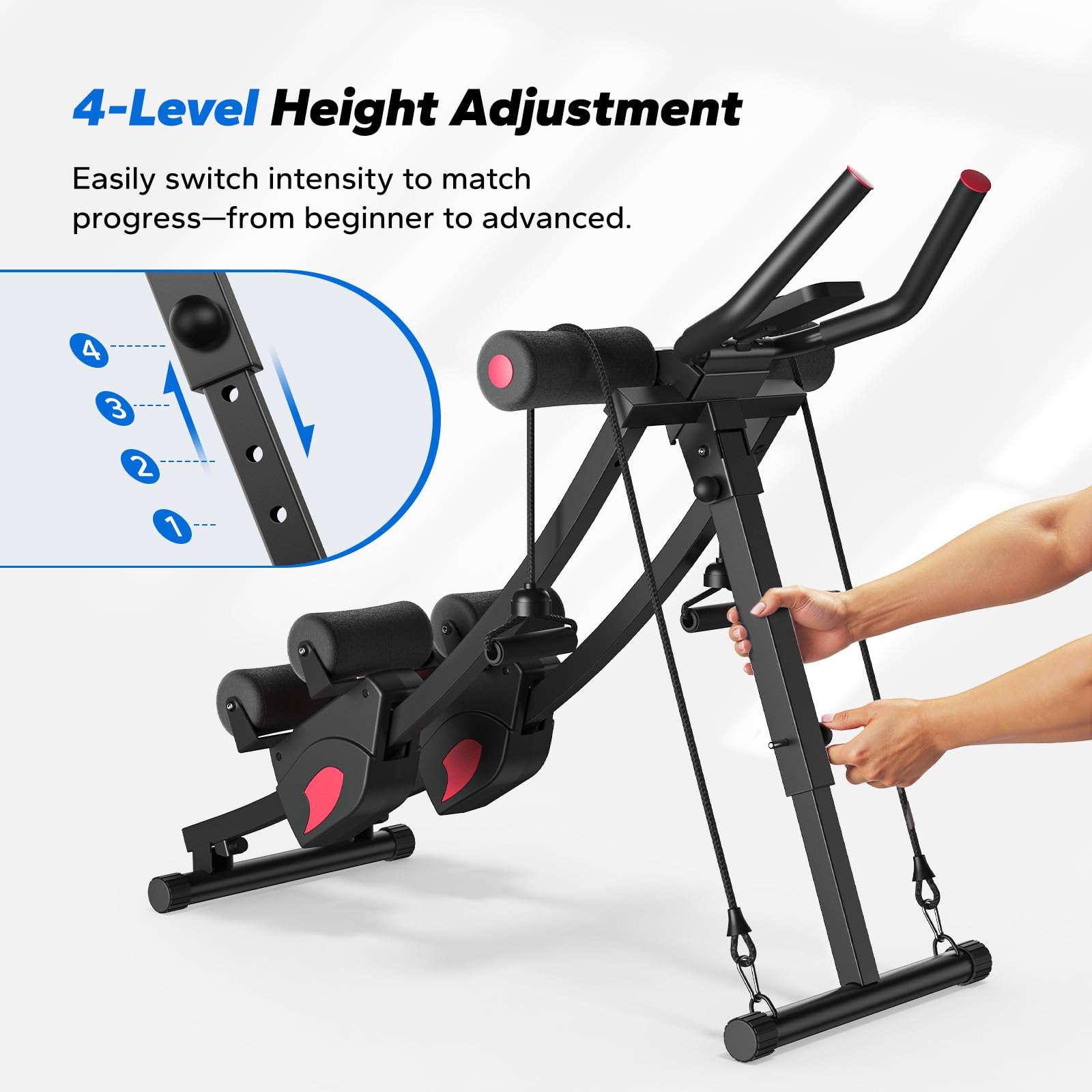 MERACH Ab Machine, Adjustable Ab Trainer Machine, AB Workout Equipment for Home Gym, Independent Dual Tracks for Mountain Climber, Foldable for Home Exercise, Load Capacity 440 LBS: Ab - Black