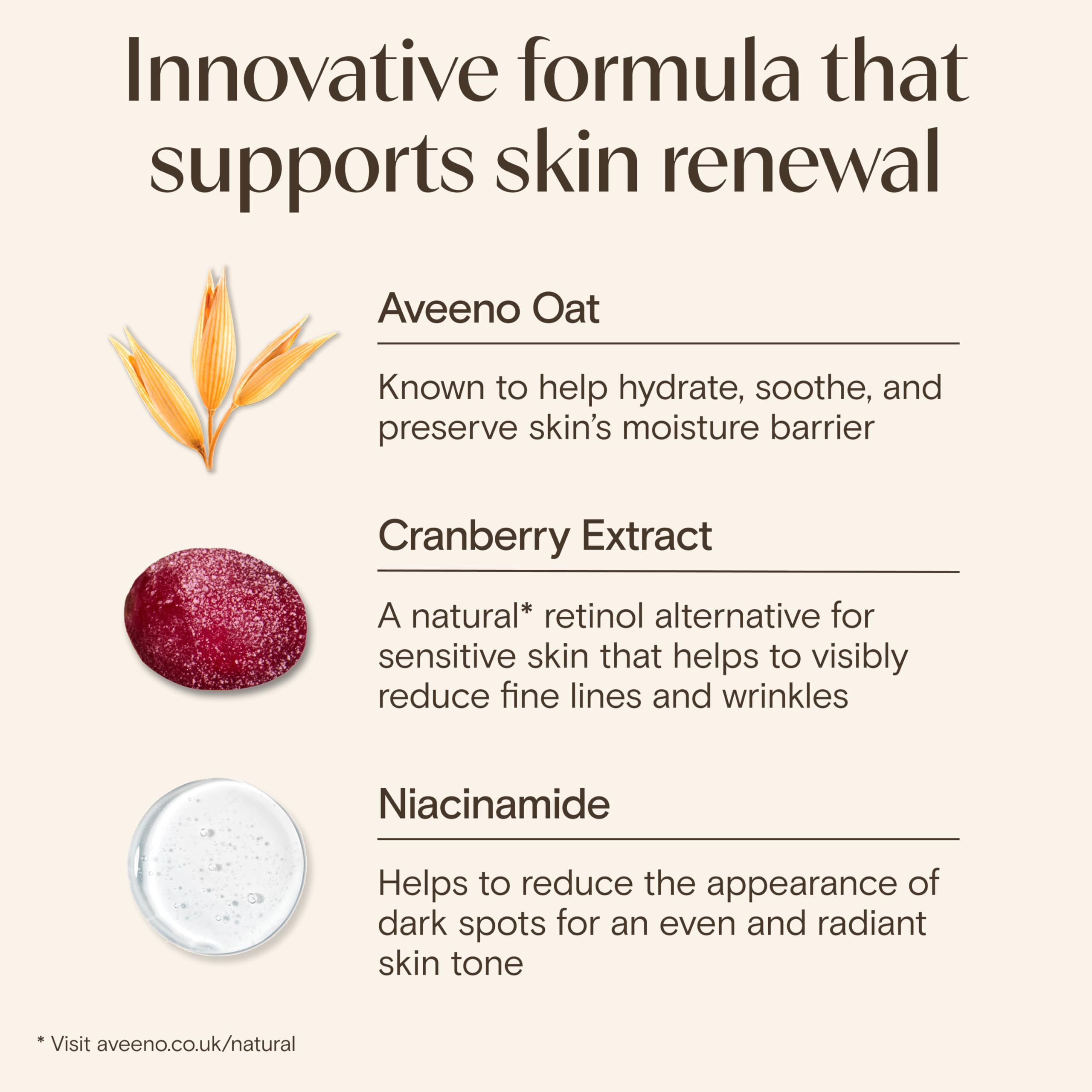 AVEENO Age Renewal Face Cream (1 x 50ml), Oat + Retinol Alternative, Gentle on Sensitive Skin - Image 2