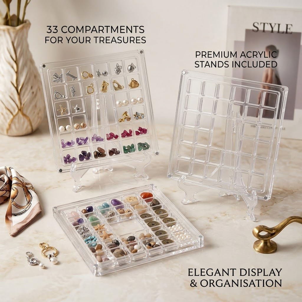 4 Pack Acrylic Magnetic Seashell Display Box - Clear Shell Display Case with Stands for Tiny Sea Shells, Mineral & Jewelry Organizer image 3