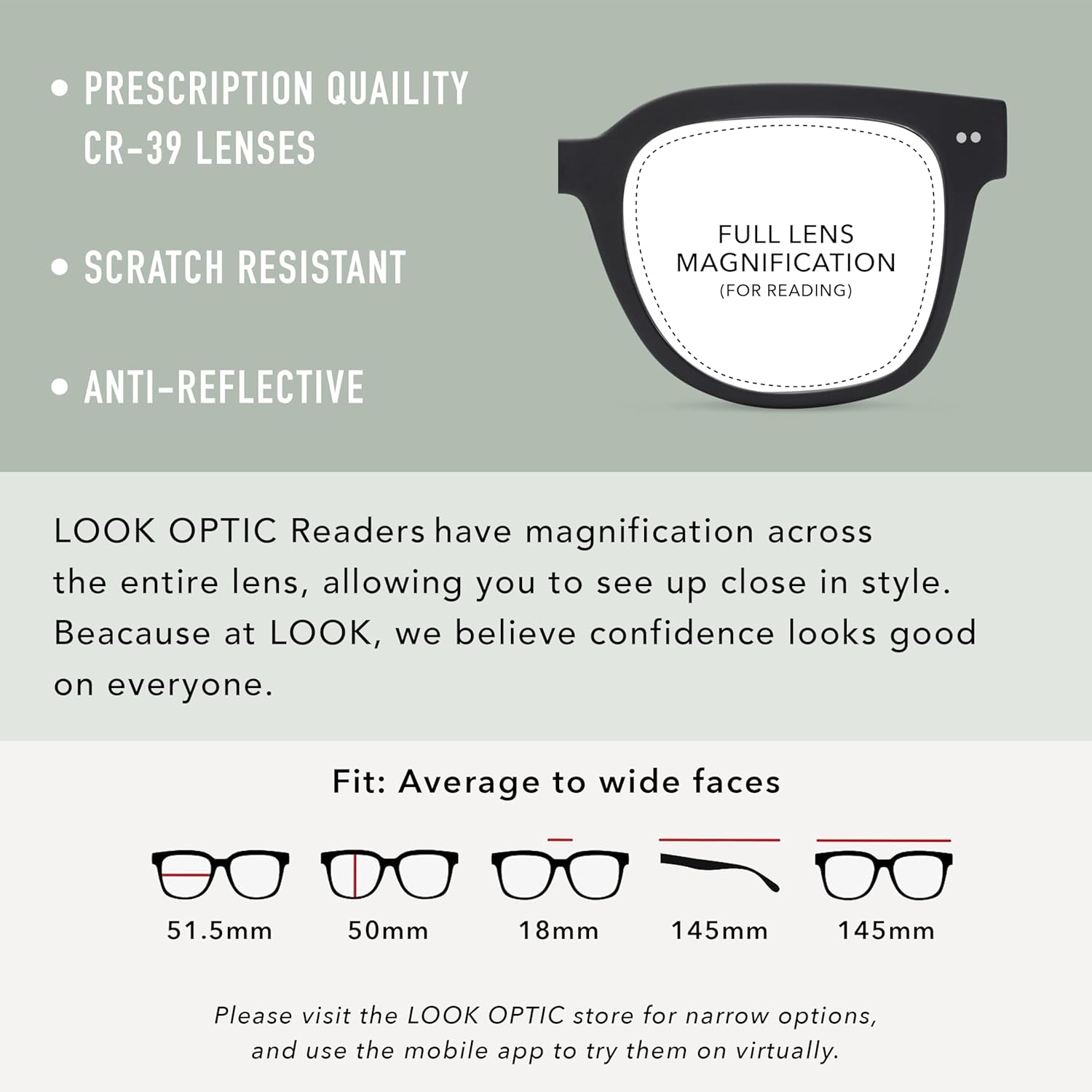 LOOK OPTIC Laurel Reader-Lightweight Full Magnification Reading Glasses with Scratch-Resistant Anti-Reflective Lenses - Image 3