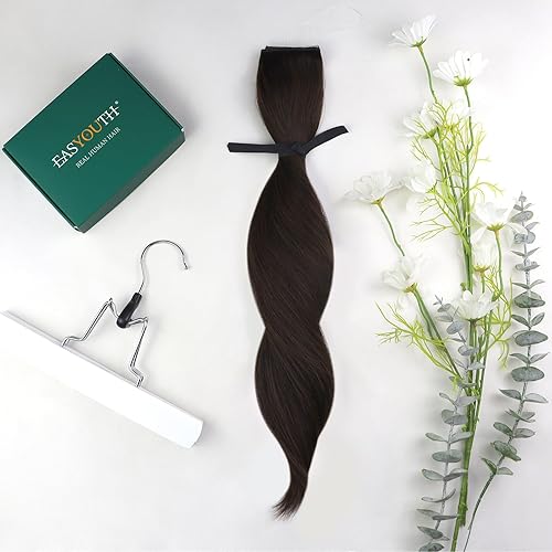 Miniatura 7 de Easyouth Extensiones de cabello humano real con alambre color marrón oscuro, extensiones de cabello humano real, color marrón oscuro #2, extensiones