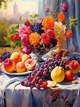 Zariocy 5D Diamond Art Kits for Adults Fruits, DIY Diamond Painting Art Round Full Drill Crystal Diamond Embroidery Paintings Arts Craft for Home Office Wall Decor 12x16 inch