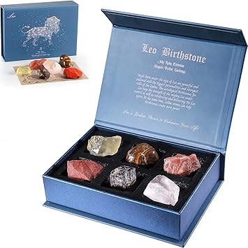 Faivykyd Leo Crystal Birthday Gift Ideas, Zodiac Sign Stones to Complement The Birthstone, Natural Healing Crystals with Horoscope Box Set, Astrology ...