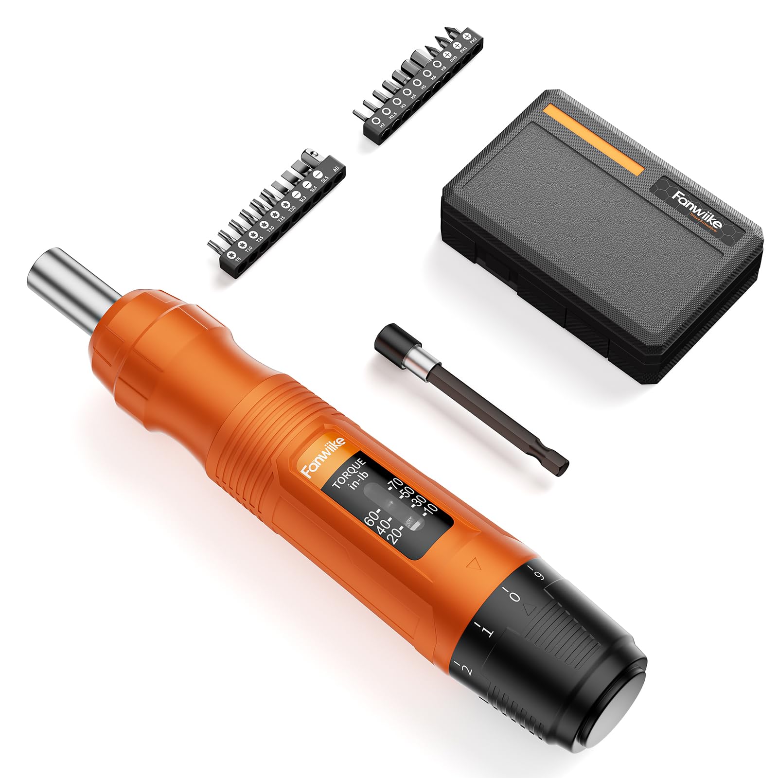 22Pcs Torque Screwdriver Set, 1/4” Drive Torque Wrench Screwdriverwith Range & Audible Click, 10-70 In-lb, for Scope Mounting, Gunsmithing Bike Repair, 20 S2 Steel Bits