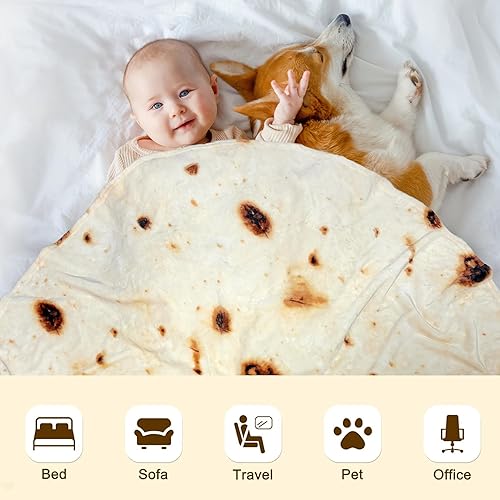 Miniatura 98 de mermaker Cobija de doble cara con estampado de tortilla para burritos Beige