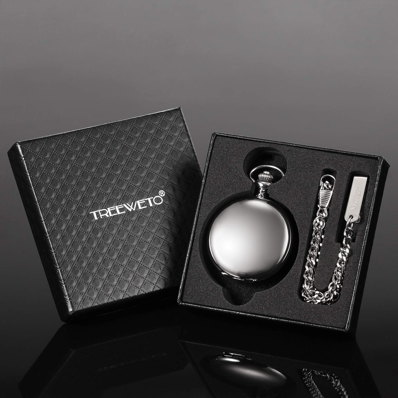 TREEWETO Taschenuhr Unisex Taschenuhr mit Kette Analog Mechanisch Handaufzug Doppelscharnier Antik Römische