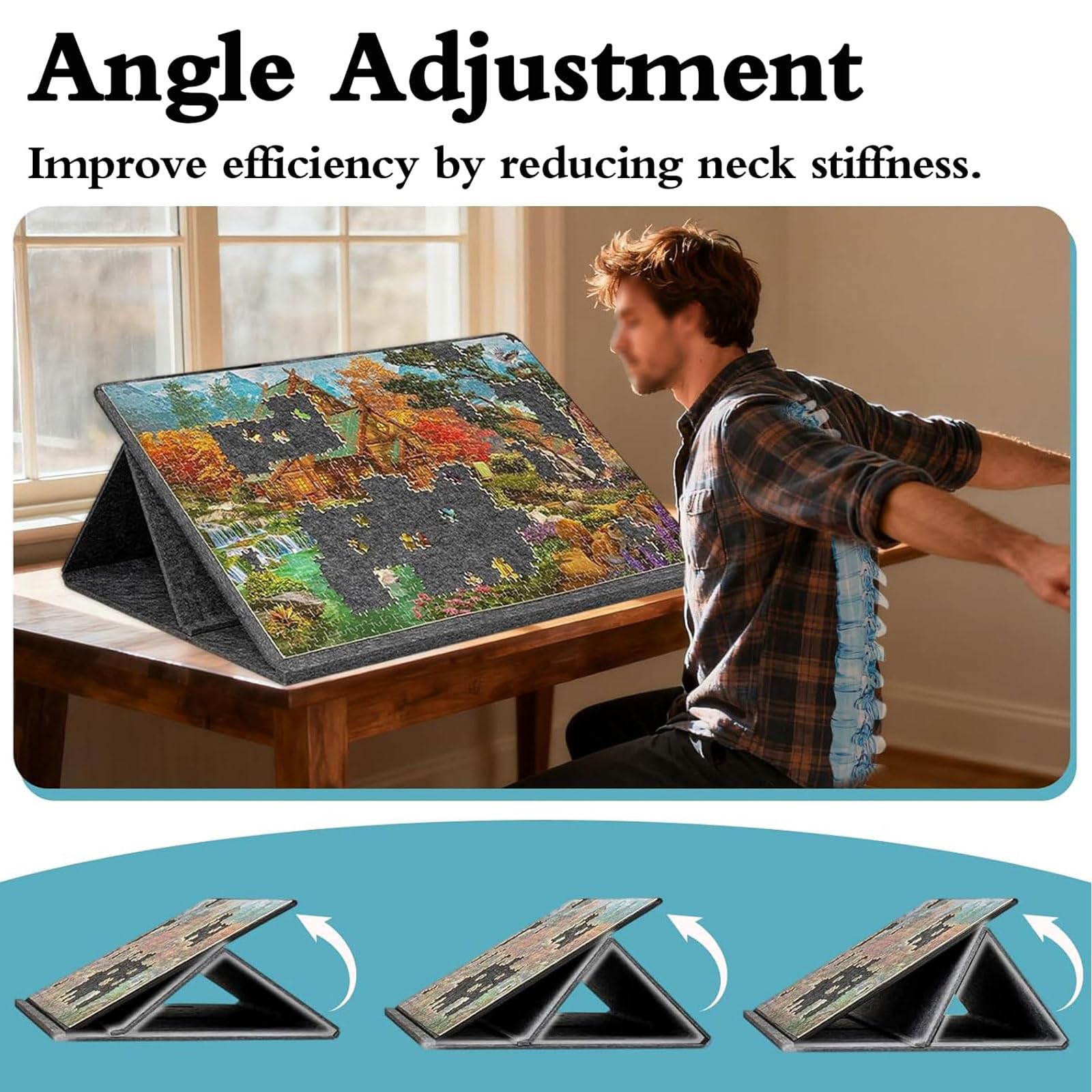 Support Puzzle Table Puzzle Inclinable Tapis Puzzle 1000 Pieces Trieur Puzzle Planche A Puzzle Tableau De Puzzle Portable LéGer en Feutre