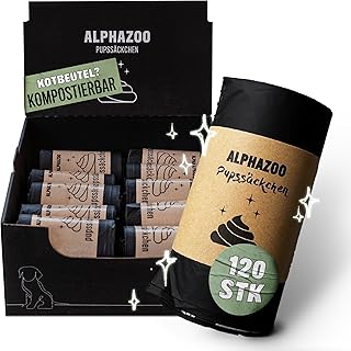alphazoo Pupssbeutel Biodegradable Dog Waste Bags, Pack of 120, Sustainable Waste Bags for Dogs on Rolls, Leak-Proof, Tear-Resistant Dog Bags product image