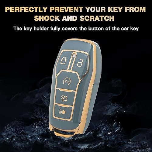 Miniatura 6 de Xotic Tech - Funda para llavero de control remoto de TPU gris 2X compatible con Ford Mustang F150 Raptor Serie F Truck Edge Explorer Expedition