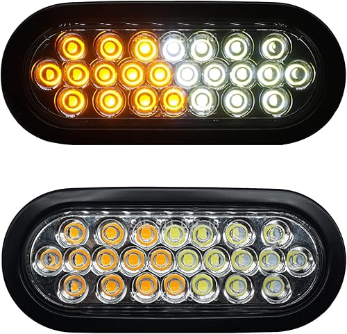 SUDLTKISS 2 luces estroboscópicas de emergencia LED ovaladas de 65 pulgadas color ámbarblanco 24 luces estroboscópicas LED con flash cuádruple para
