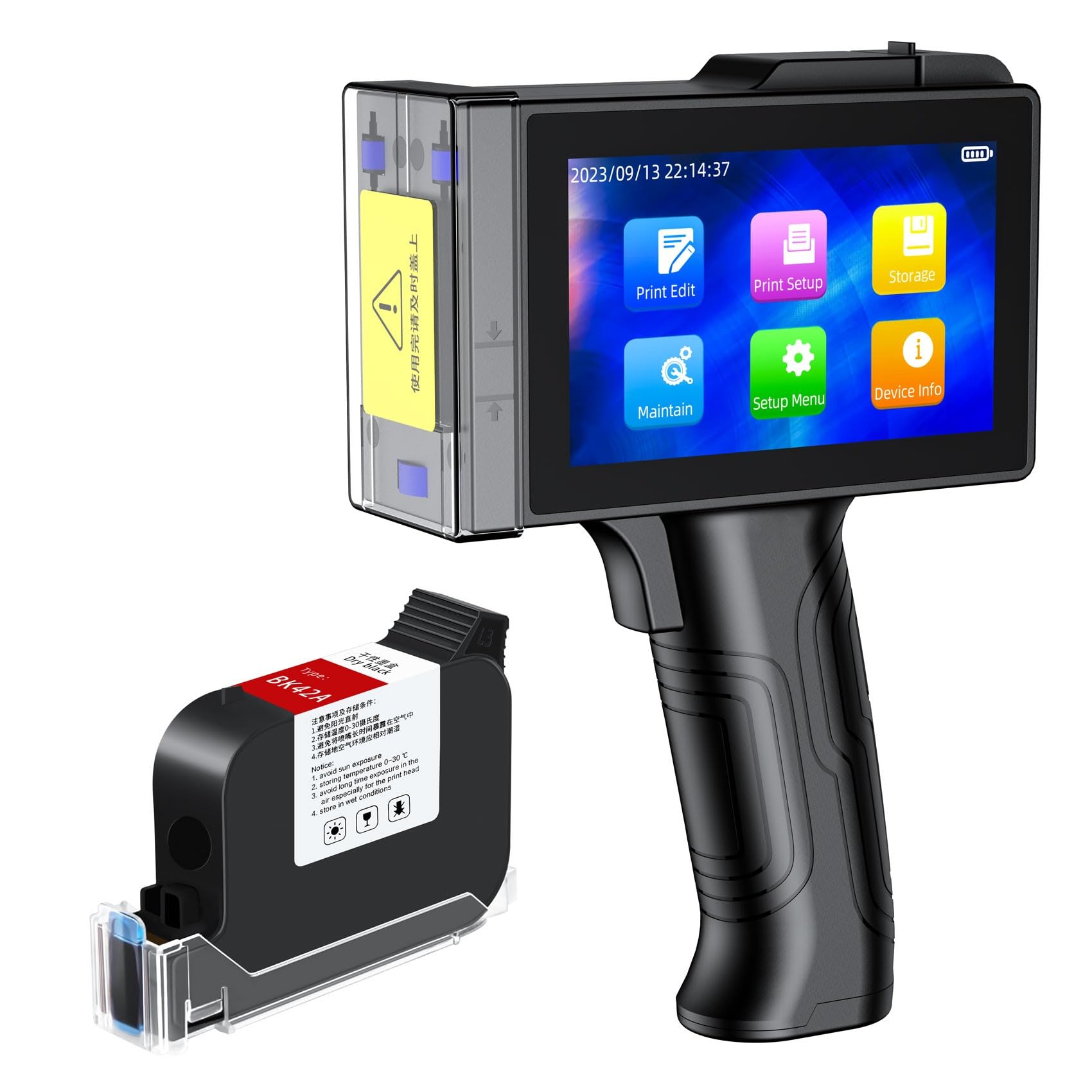 Agendepoint.it Stampante Palmare Portatile TIJ800 a Getto D'inchiostro PortatileTouch da 5 Pollici per Logo/Immagine/Codice a Barre