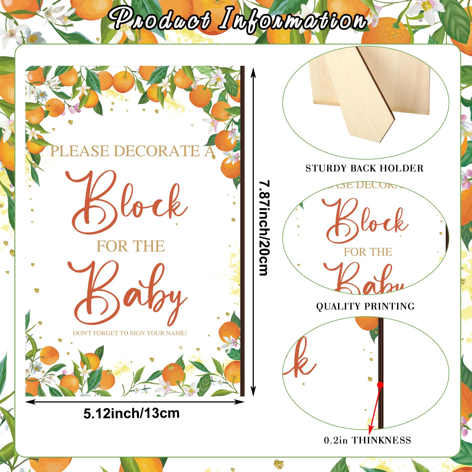 104-Pc Baby Shower Game Set – DIY Wooden Blocks, Markers, Sign & Box For Decorating & Party Activities