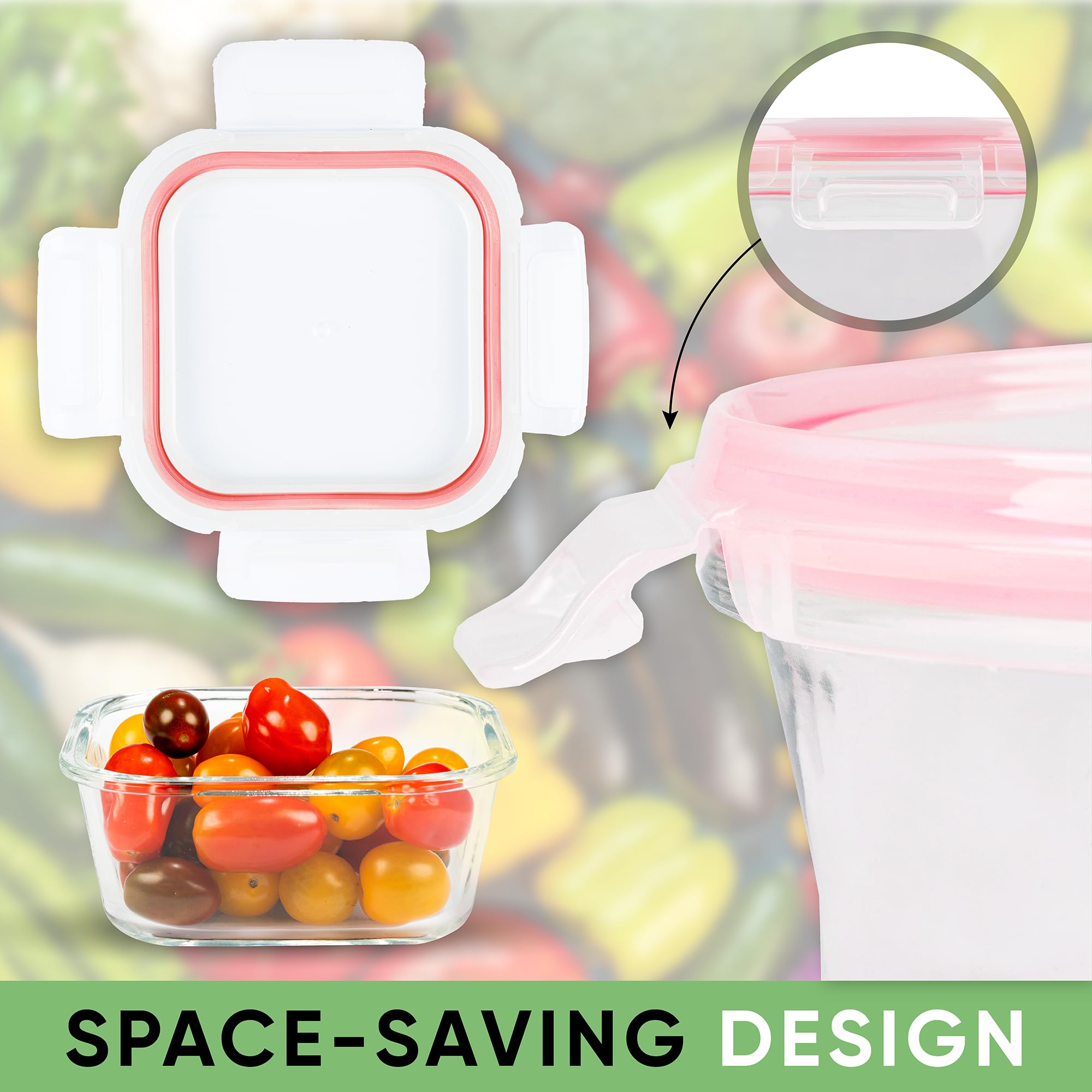 Boite Hermetique Alimentaire Verre - Boite De Conservation Alimentaire, Récipient en Verre pour Conservation Alimentaire Peu Encombrants Pour Micro-Ondes Et Congélateur (Set de 3, Rouge)