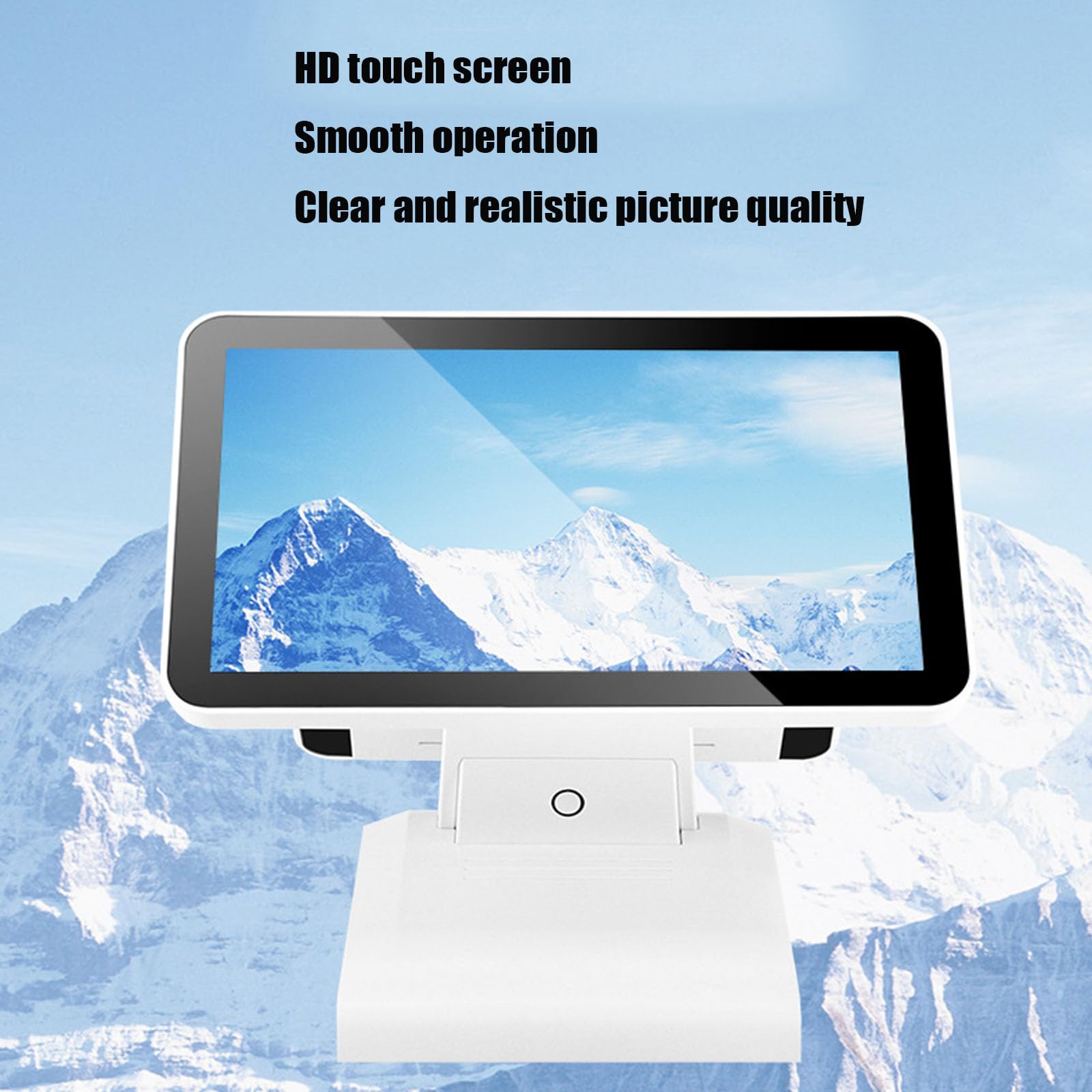 Caja registradora hasta para pequeñas Empresas, Pantalla de Operador multilínea Transparente de 15,6 "+ 11,6", Doble Pantalla Plegable, para Restaurante,Venta al por Menor (White)