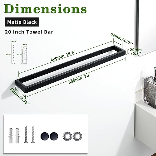 Miniatura 2 de Alise Toallero de 20 pulgadas, toallero para baño, toallero para lavabo, colgador de toallas de mano de acero inoxidable SUS304, toallero de montaje