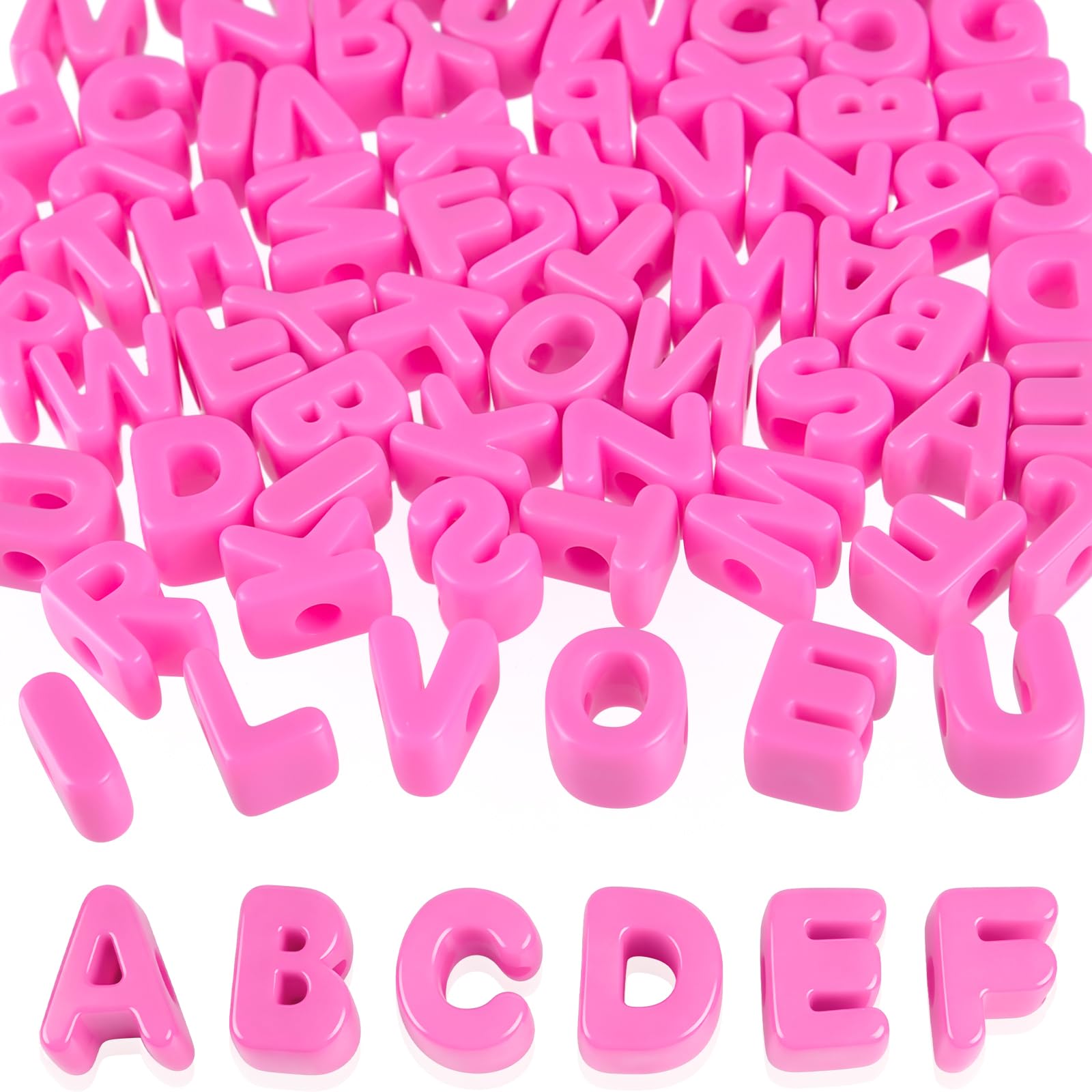 NEBURORA 78 Pcs Pink Large Hole Letter Beads Charms for Jewelry Making — image 1