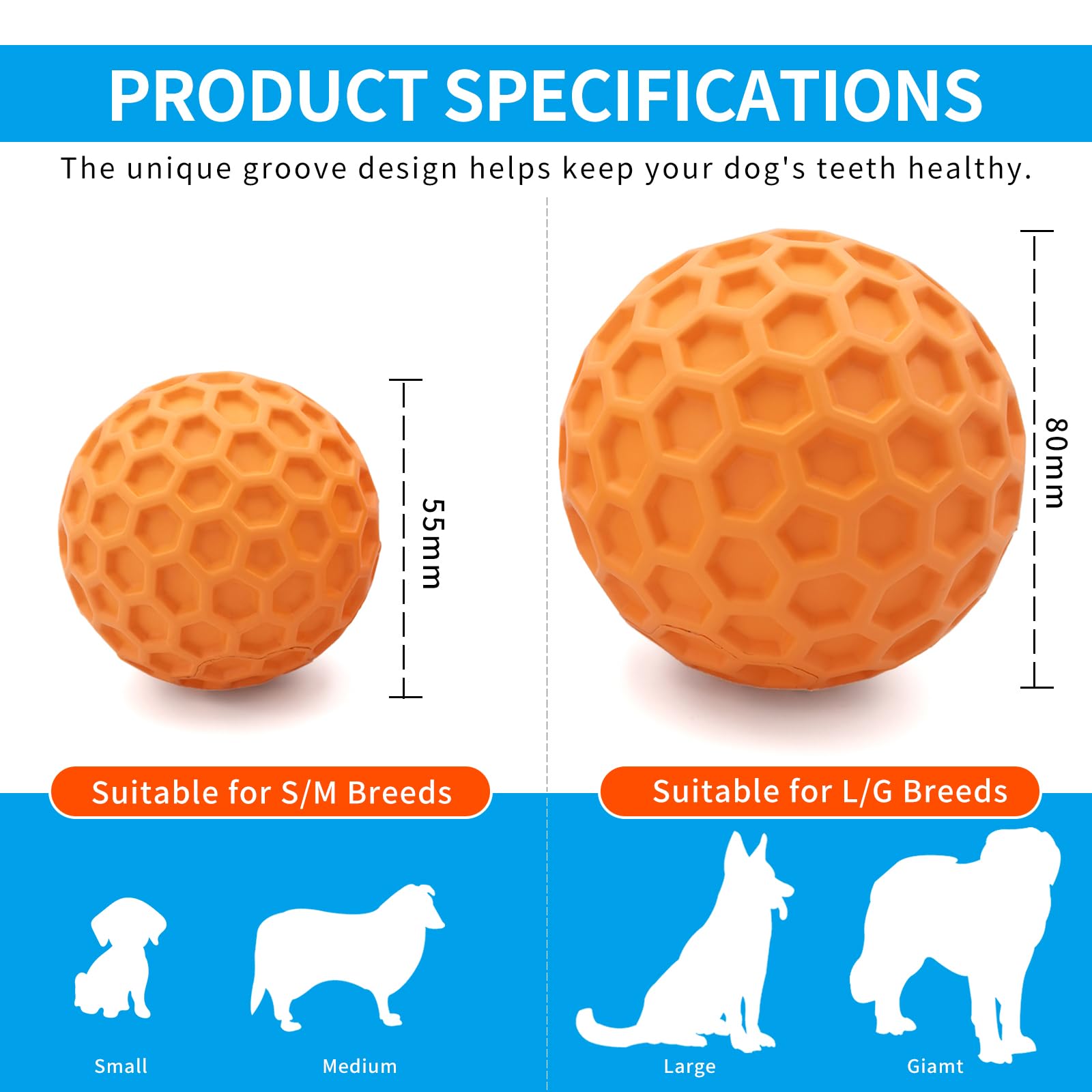 woeita Indestructible Squeaky Dog Ball - Image 2