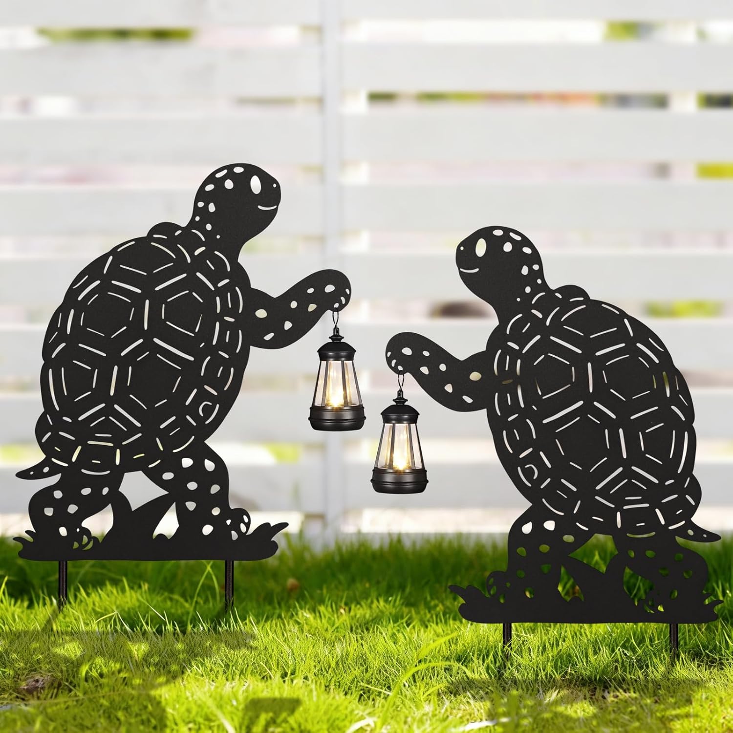 Bigfoot Metal Garden Stakes Decorative 2Pack,Solar Lights Outdoor Garden Decor Stake,Birthday Gifts for Mom Women,Decorative Metal Housewarming Ornament for Lawn Patio Yard Pathway Black.