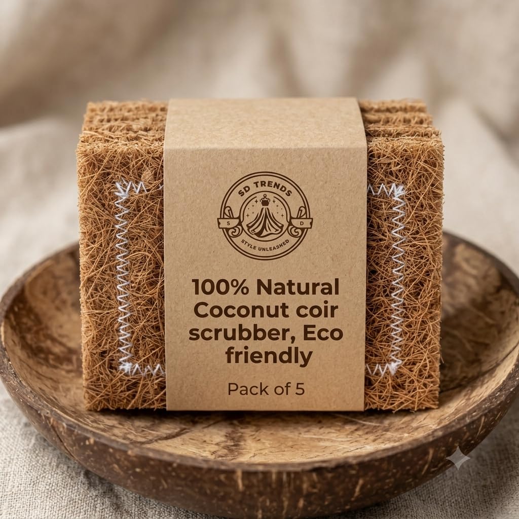 Premium Eco-Friendly Coconut Coir (Pack of 5) Scrubber for Utensils | 100% Natural & Biodegradable Kitchen Dish Wash Scrub Pad-image-31