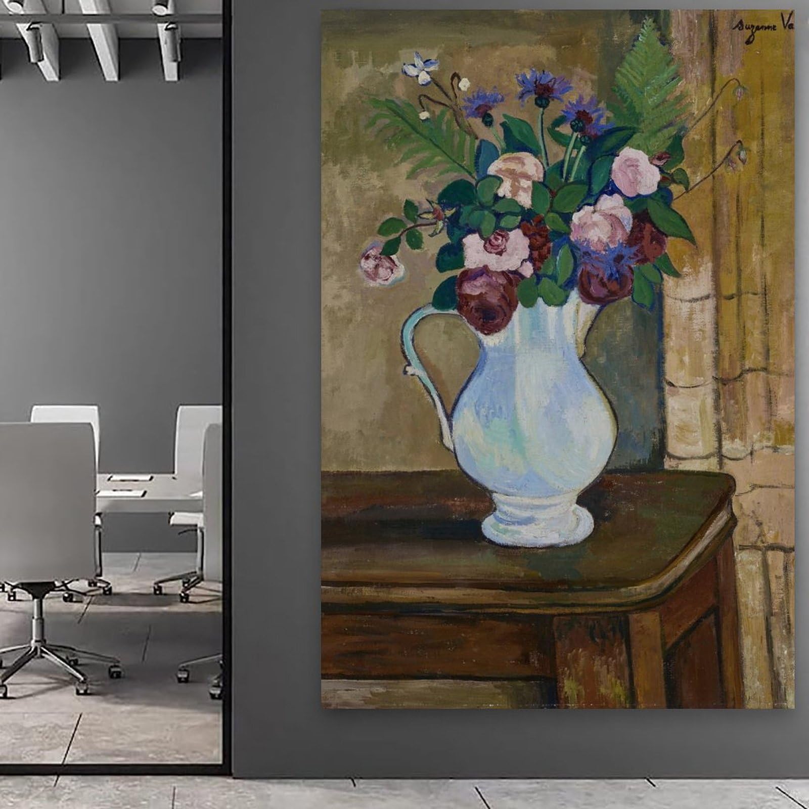 generisch Valadon Bouquet De Roses by Suzanne Valadon Impresiones en Lienzo Modernas, Cuadros Decorativos Para Habitación de Niños o Niñas, Cuadros de Pared Para Salón Y Pinturas Con Motivos Festivos