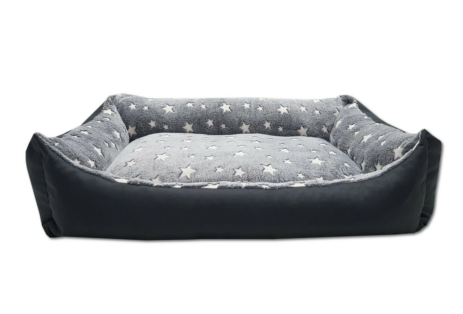 Odolplusz Cuccia per cani con cuscino reversibile, lavabile, imbottitura in 100% spugna di poliuretano delicata sulla pelle (grafite – stelle)