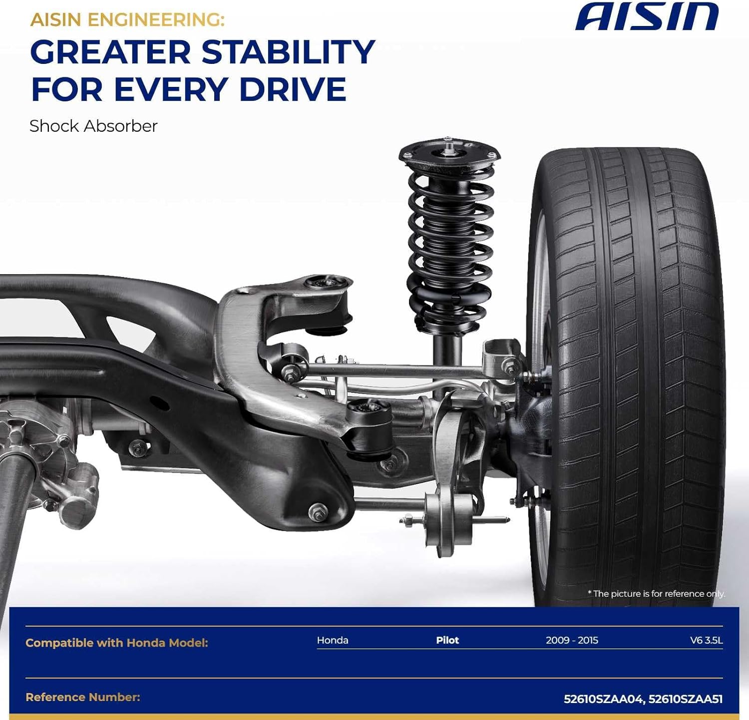 AISIN AFTERMARKET SABH-00942 Rear Struts Shock Absorbers - Compatible with Honda Pilot 2009-2015 - Set of 2