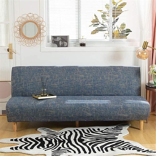 ele ELEOPTION Funda de sofá cama sin brazos azul lino funda elástica plegable grande sofá fundas futón tamaño completo impreso muebles protectores disponible en Yaxa Costa Rica