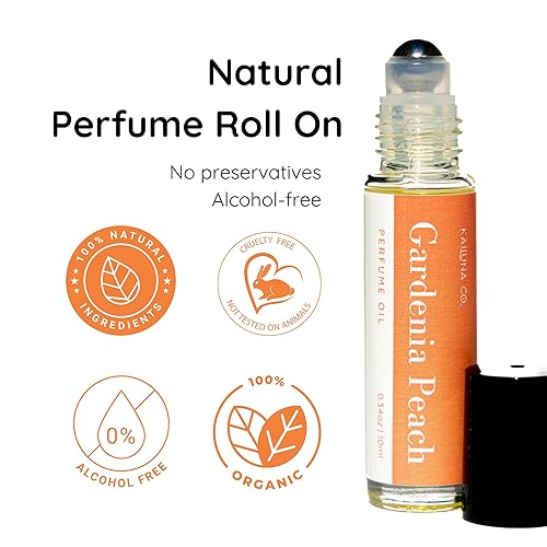 Miniatura 2 de Gardenia Peach Delicious Pure Essential and Fragrance Oil Perfume Roll On with Organic Jojoba Oil, Eau de Toilette, Alcohol Free, Small-Batch, Made