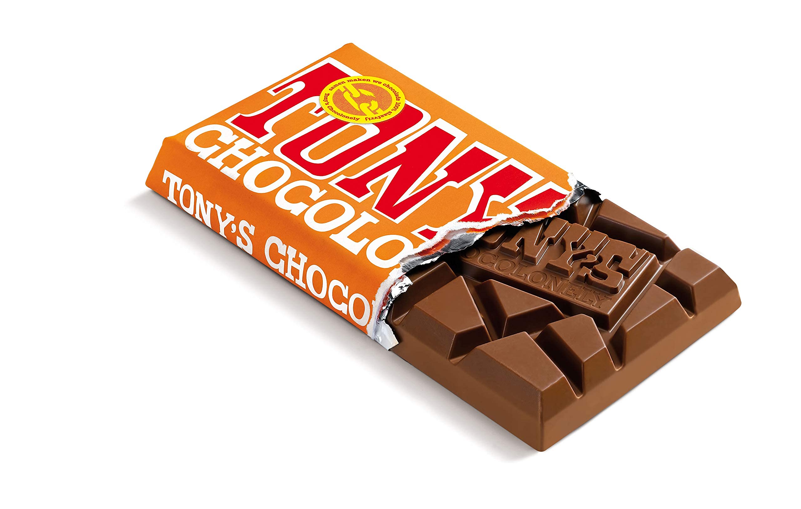 TONY'S CHOCOLONELY - Vollmilchschokolade mit Karamell & Meersalz 15x180 g. Fairtrade Schokolade mit Karamellstückchen & Meersalz. Ohne Palmöl, hergestellt in Belgien