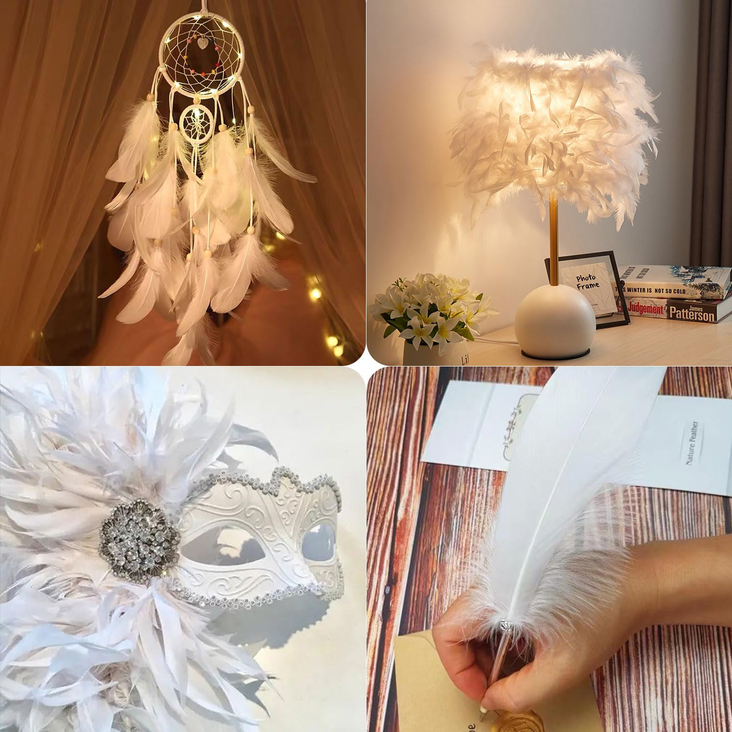 100 Piume Bianche Naturali Per Artigianato - 10-15 Cm, Per Fai Da Te, Decorazioni - Foto 14