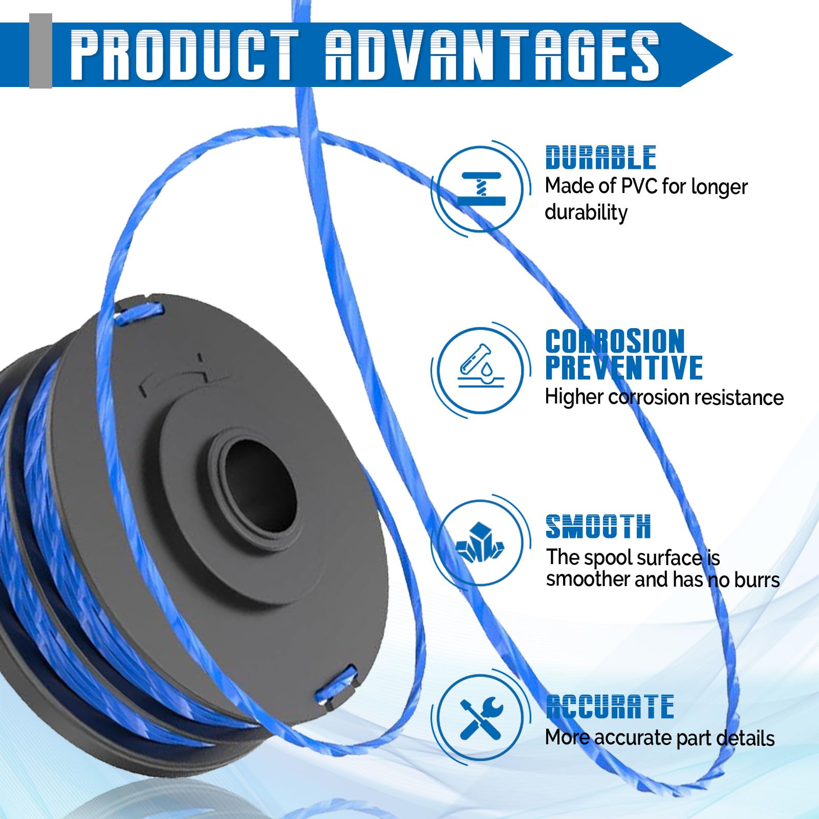 4 bobinas de repuesto para recortadora de bordes compatibles con Ryobi RAC123,bobina de hilo para recortadora Ryobi RLT4027, RLT4125, RLT5027, RLT6030, RLT5127, RLT6130-5132002670(4 carrete)