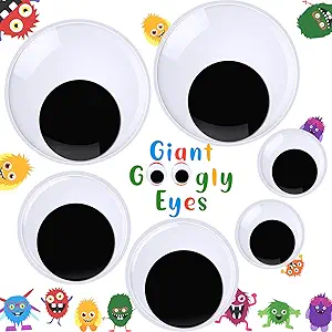 Gejoy 6 Pcs Giant Googly Eyes Self Adhesive Large Black White Wiggle Eyes for Halloween Party DIY Crafts Scrapbooking Decoration (2 Inch 3 Inch 4 Inches)(Mix Sizes)