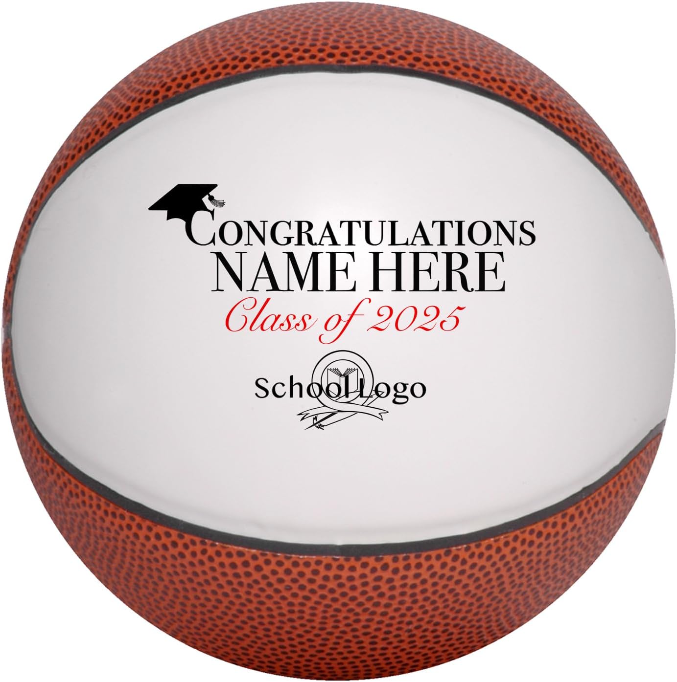 Custom Basketball Graduation Gift Personalized with Name & School Logo for Him, Her | Congratulations for Middle, High School, or College