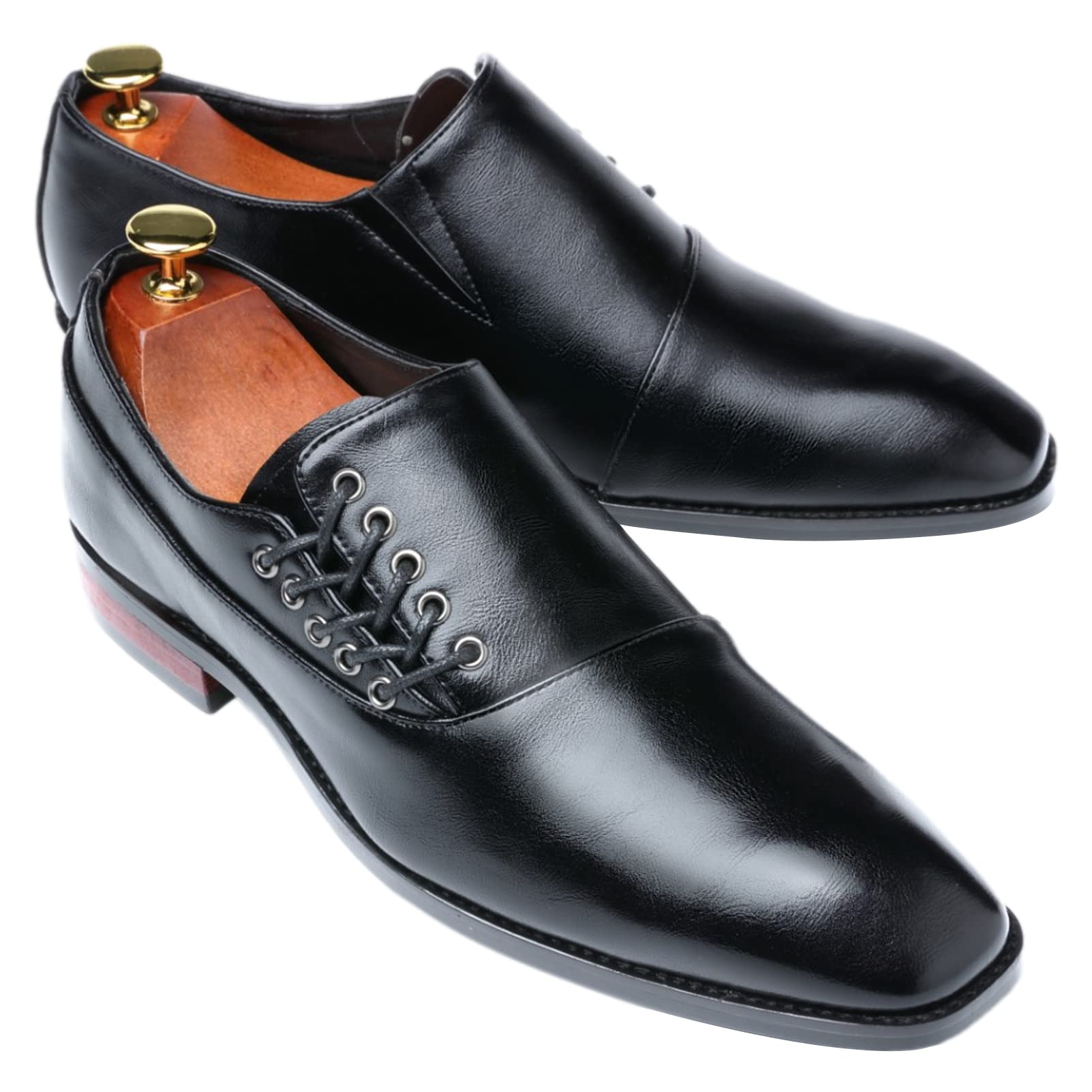 ANUFER Masculino Guapo Diseño único Cuero de Fibra Ultrafina Cordones Lateral Zapatos Formales