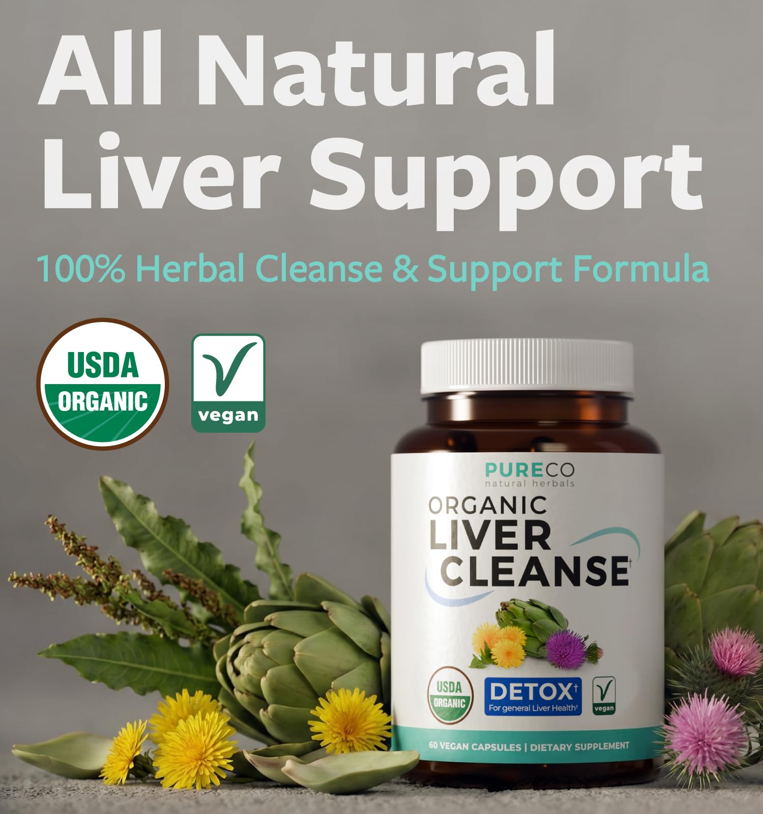 USDA Organic Milk Thistle and Dandelion Root - Silymarin Milk Thistle Liver Detox Cleanse Formula with Artichoke Extract for Comprehensive Liver Support - Vegan Non-GMO & Lab Verified (1 Month Supply) — Amazon image 2