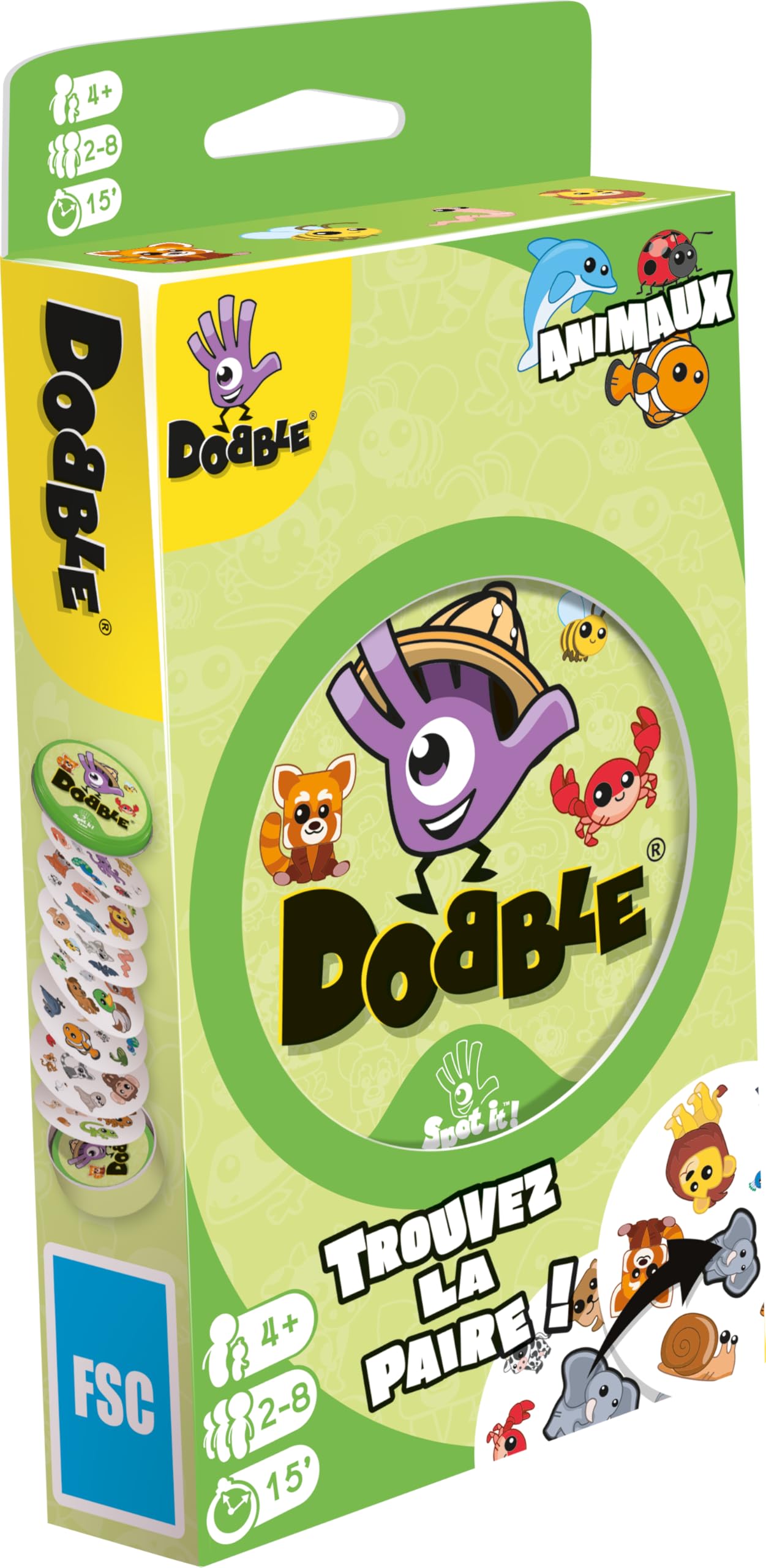 Dobble Zygomatic | : Animals - 2021 Edition | Board Game | Ages 6+ | 2 to 8 Players | 15 Minutes