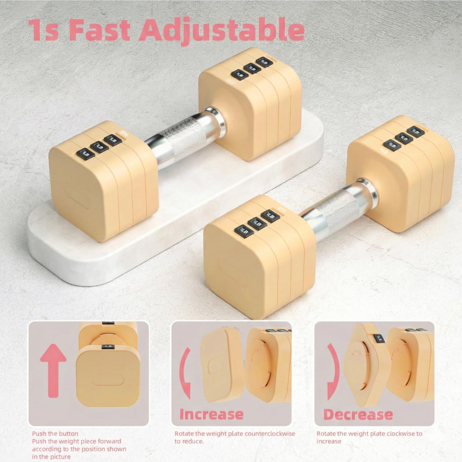 20LB Adjustable Dumbbell Set, 10lb Dumbbells Set of 2, 5 in 1 Free Weights Set, Each 4lb 6lb 8lb 10lb for Women & Men for Home Gym Exercise Workout Strength Training Equipment