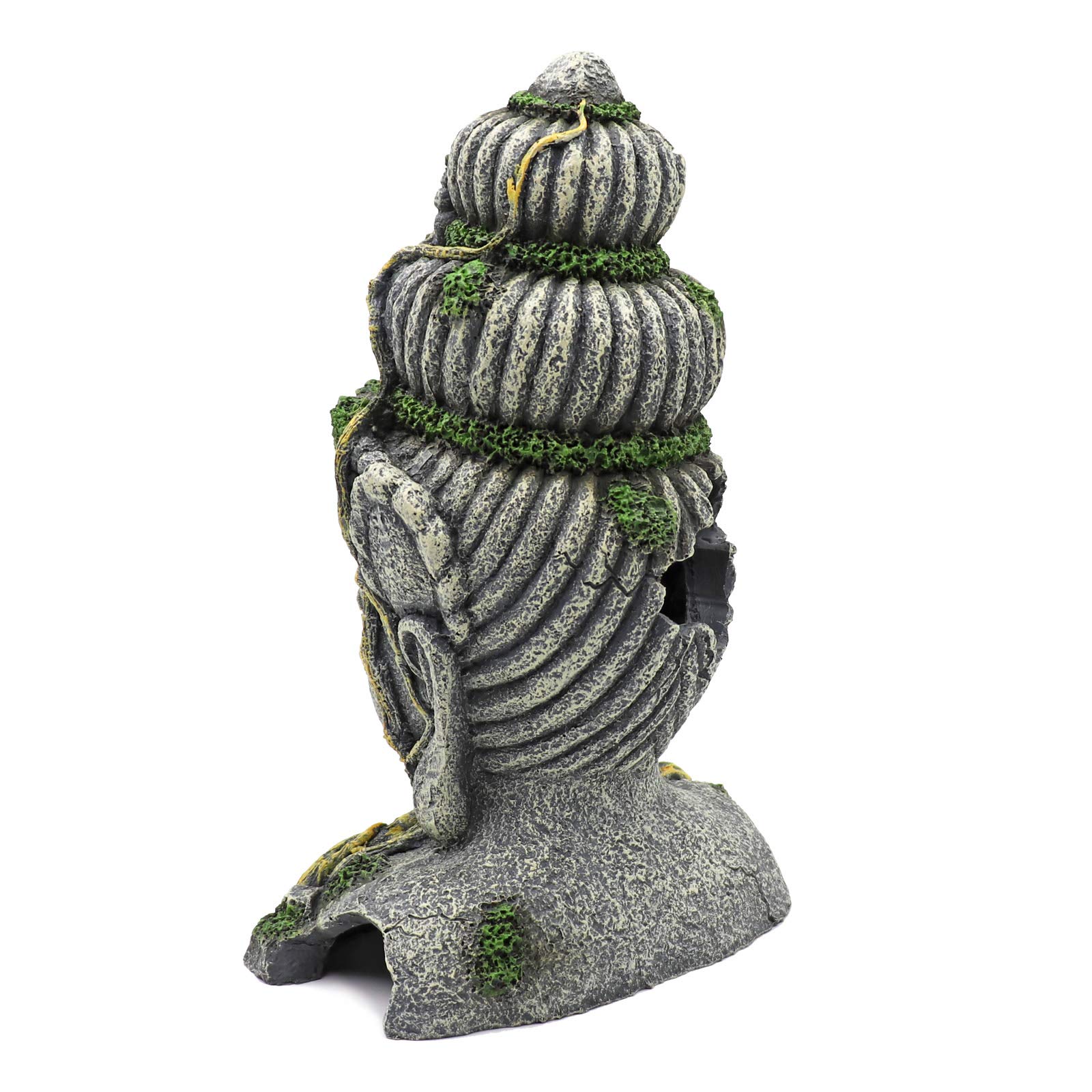 Decoraciones De Pecera Grande Buda Acuario Ornamentos Cueva, Verde Musgo Planta Cubierta Piedra Decoración Escondite Pescado, 27.5x18x10cm