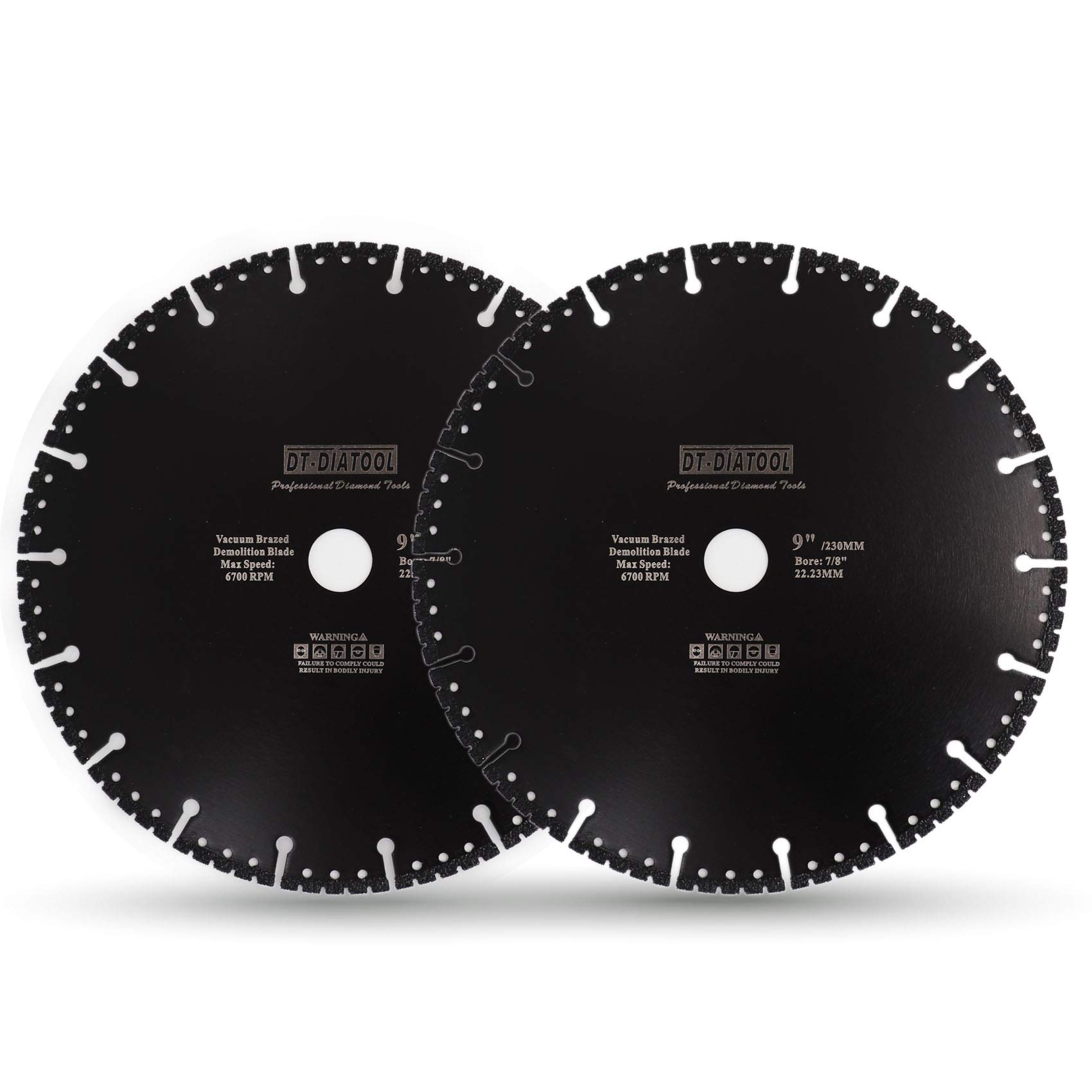 DT-DIATOOL Disco Diamante 2 Piezas 230 x 22,23 mm Hoja de Sierra Multiusos para Hormigón Armado Metal Alu Rebar Hierro PVC Todos los Materiales Resistentes