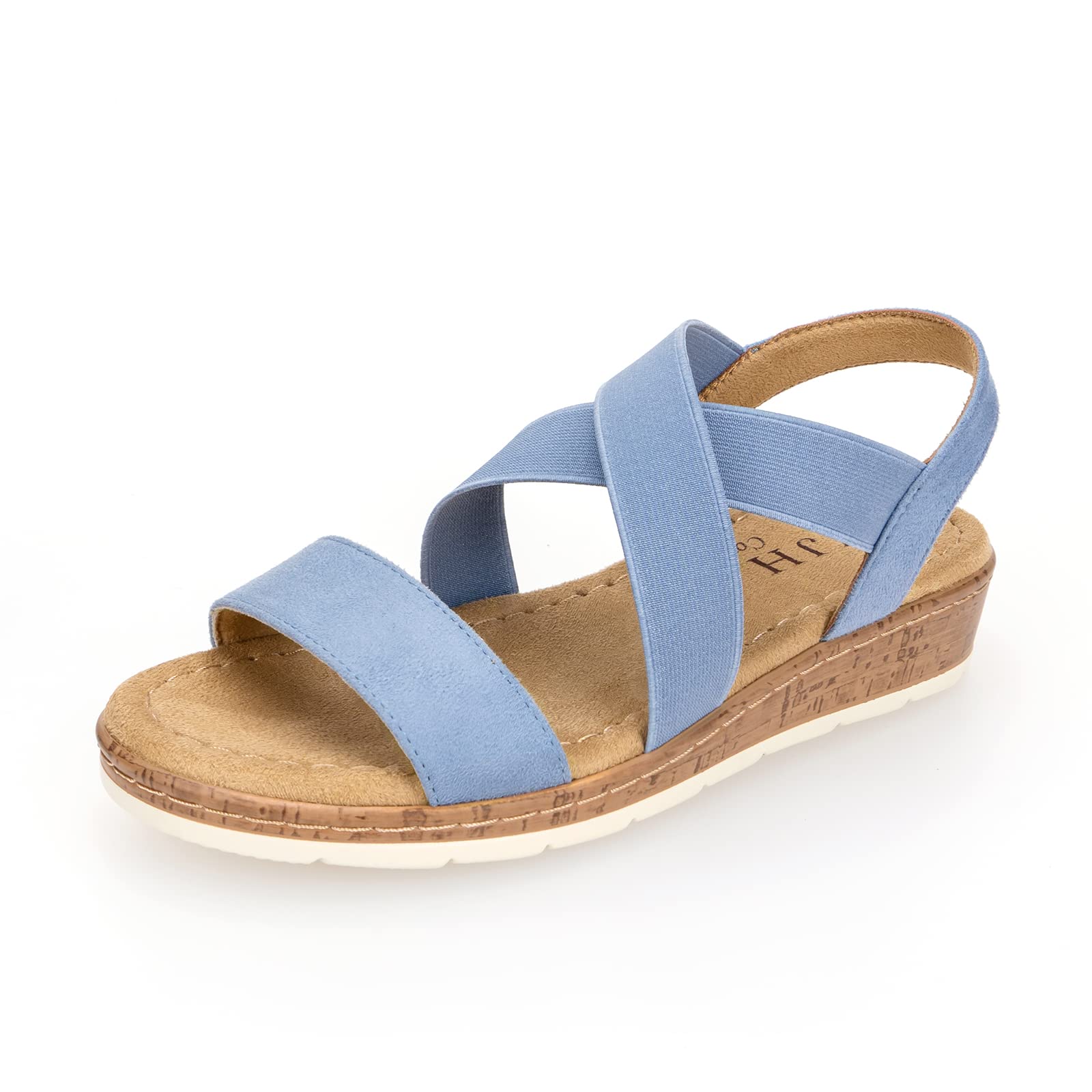 VJH confort Women's Flat Sandals, Comfort Slip-on Elastic Ankle Strap Slingback Light Weight Casual Walking Sandals