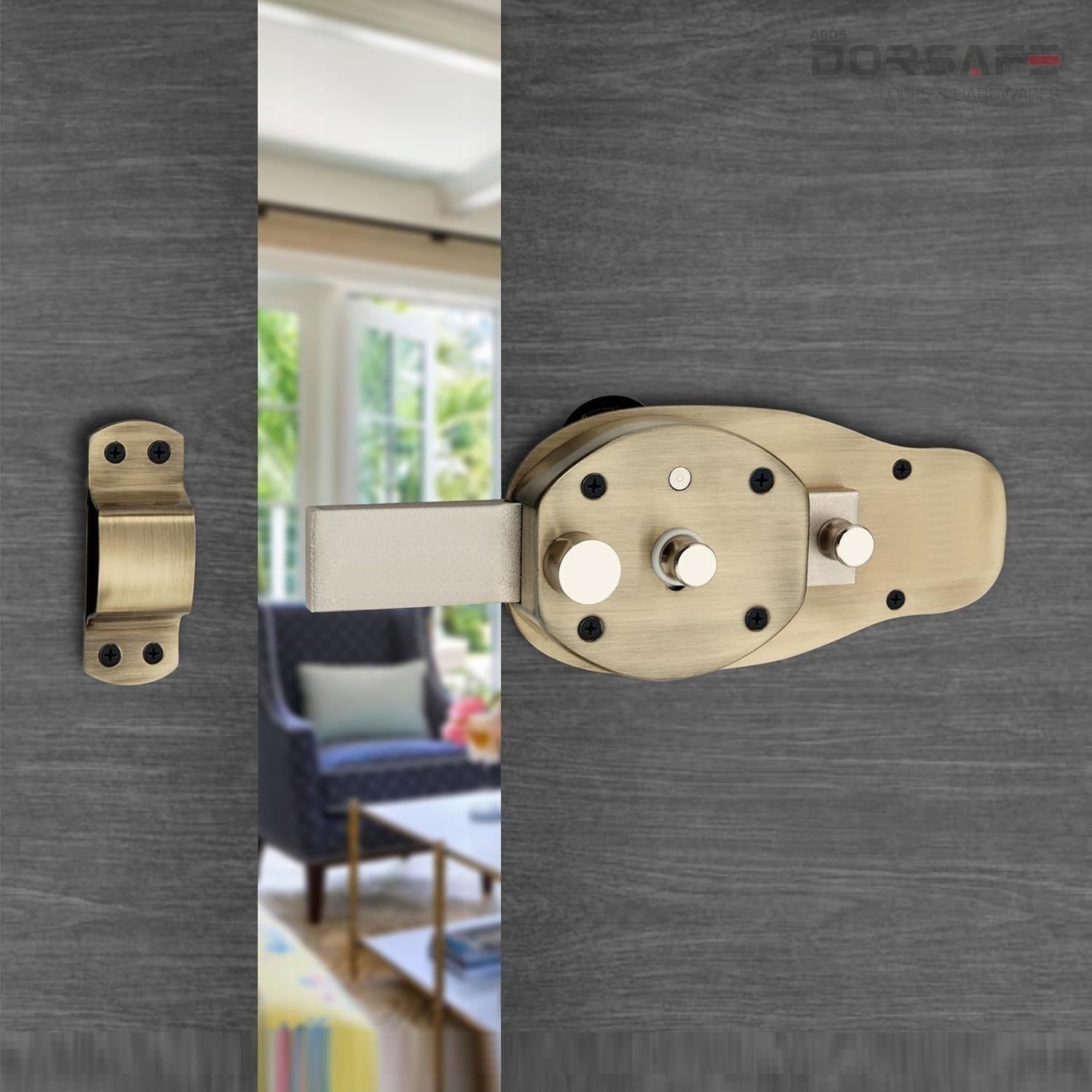 DORSAFE Ultra Strong Interlock for Main Door Lock | 6-Turn Security Mechanism Deadbolt | Brass Cylinder with 3 Dimple Keys | Antique Finish