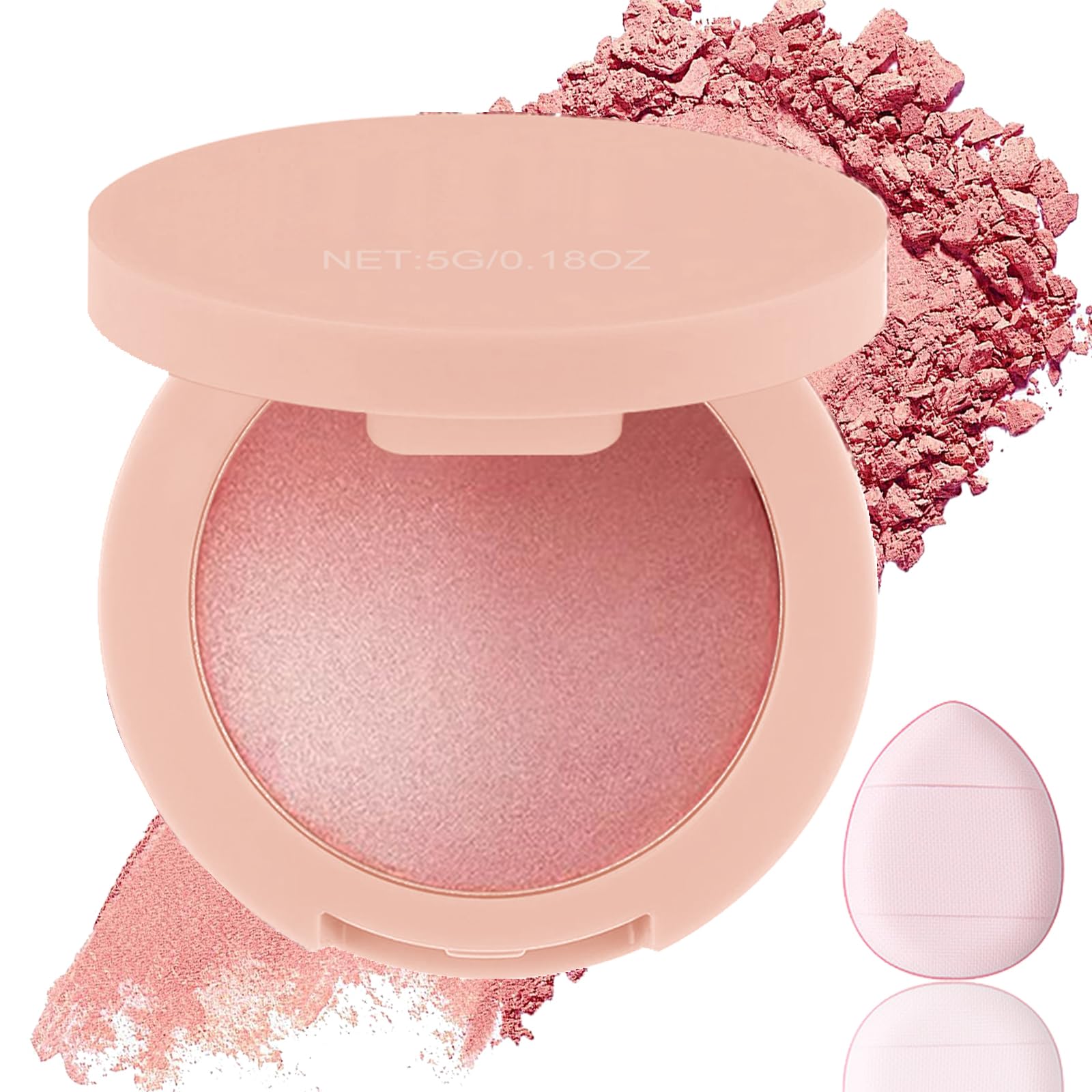 Luminous Blush Powder - Multi-Use Face Blush, Ultra Fine & Smooth Buildable Formula, Long Lasting Natural Glow for Cheeks & Eyes, Makeup Gift for Women & Teens(Nude Pink)